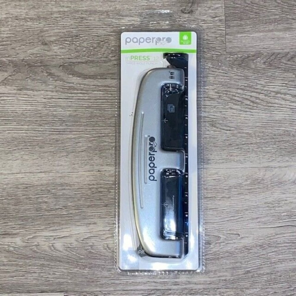 Brand New PaperPro inPress 12 3 Hole Punch 12 Sheet Capacity Silver